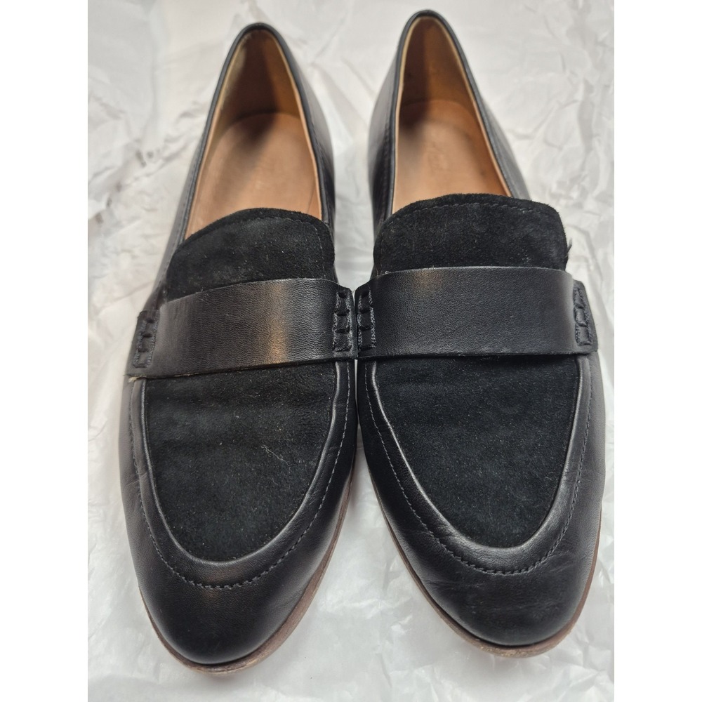 Madewell The Alex Loafer Shoes in Black Leather Suede Size 6.5 Classic Slip On